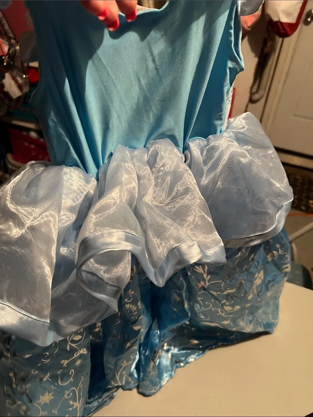 Disney Light cinderella costume size 45 Blue Satin Princess Dress Costume